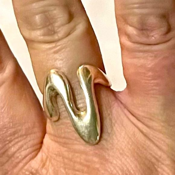 Silver Flow or Melting or Wave Ring Size 8 Vintage Jewelry Metal Unique Earthy - Picture 1 of 11